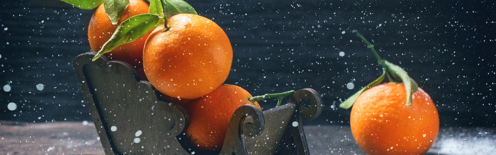 冬日暖阳 双屏橘子与雪橇的视觉奇遇